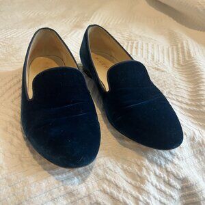 M Gemi velvet loafers, deep blue, size 37.5 (Women's 7.5 USA)